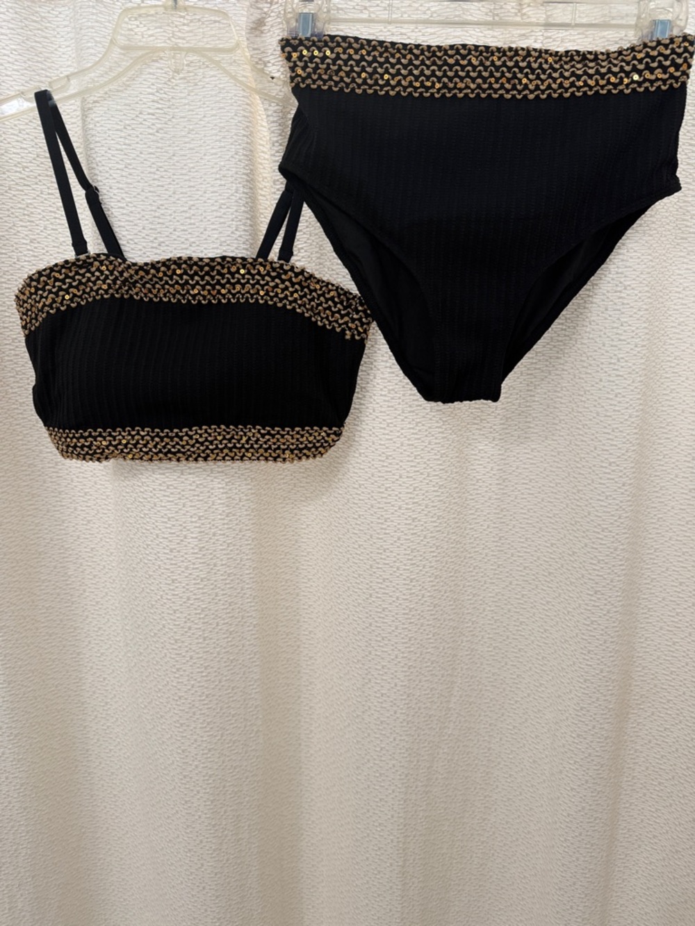 Black Bikini Set with Gold Trim - Women's Swim